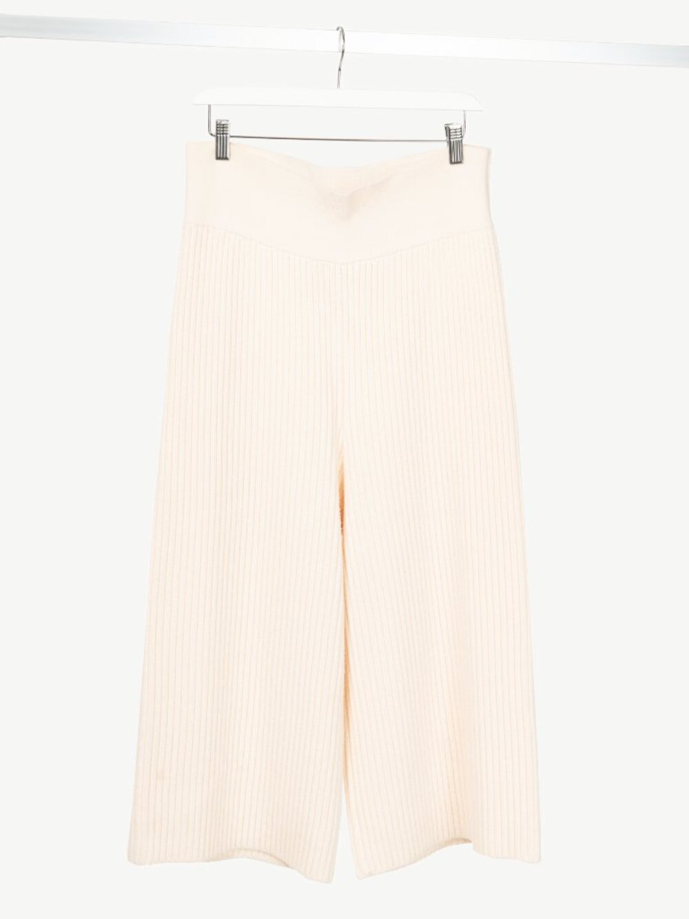 Victor Alfaro Cream Wool Ribbed-Knit Culottes